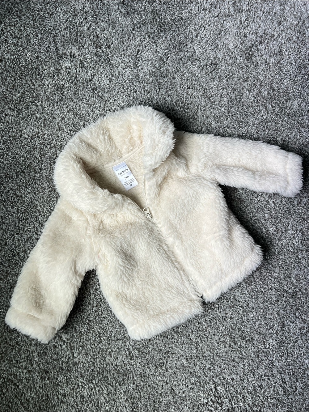 Carter's Cream Faux Fur Zip-Front Baby Jacket
